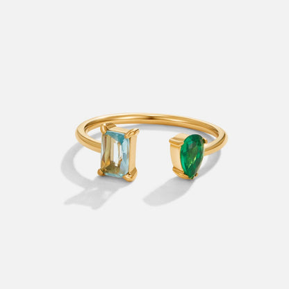 Anello in Cristallo Verde Acqua Aurora