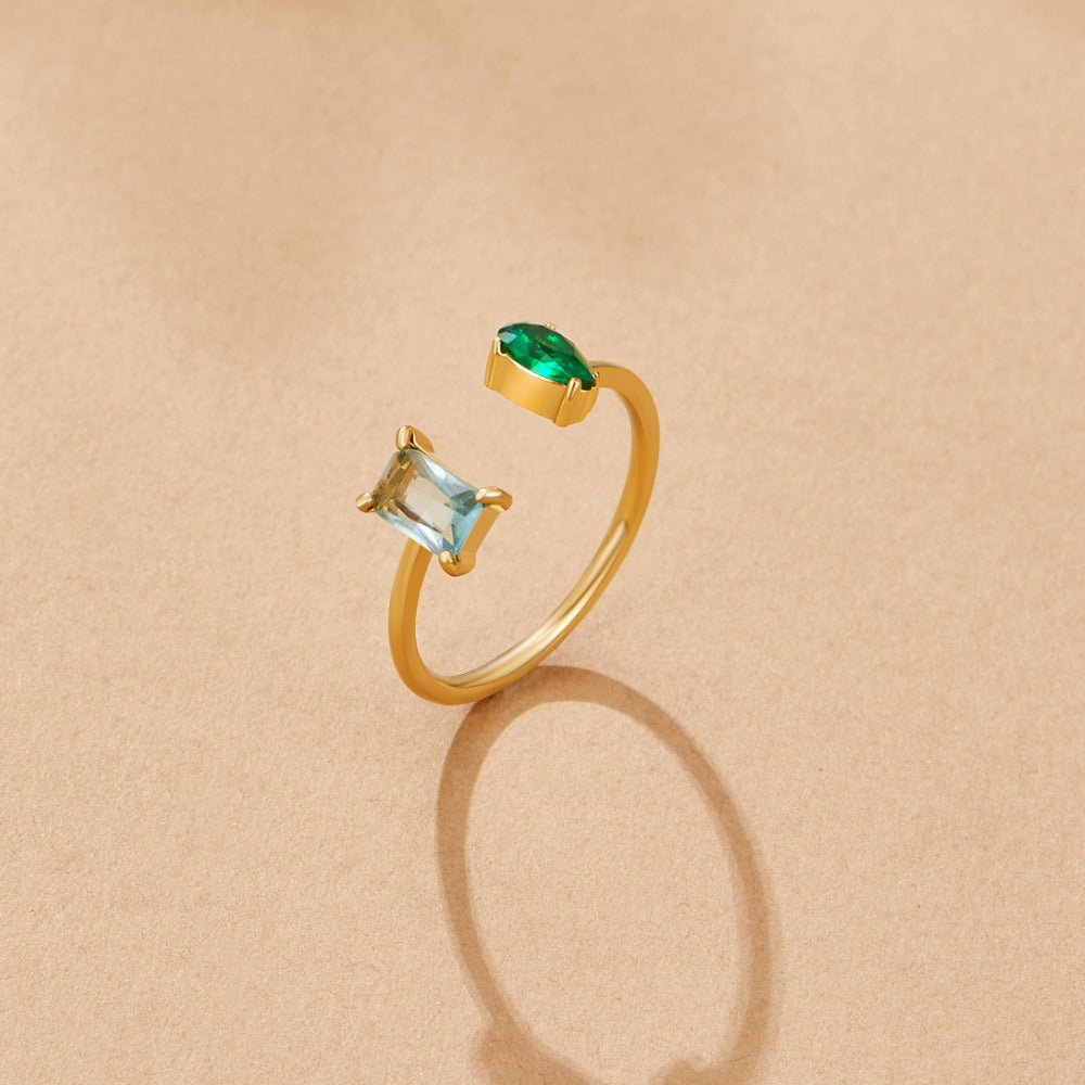 Anello in Cristallo Verde Acqua Aurora