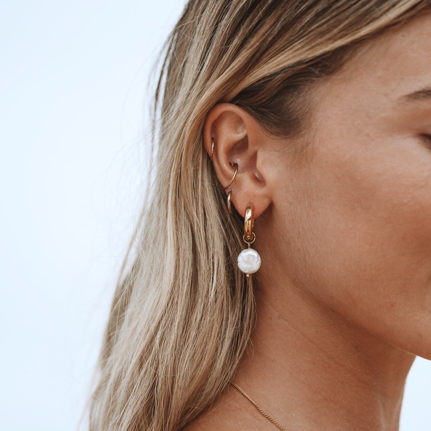 Orecchini a Cerchio con Perle Spesse