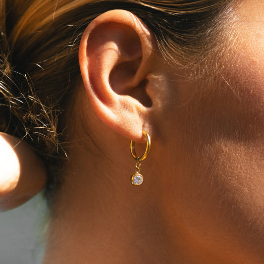 Orecchini a Cerchio con Charm della Pietra del Mese