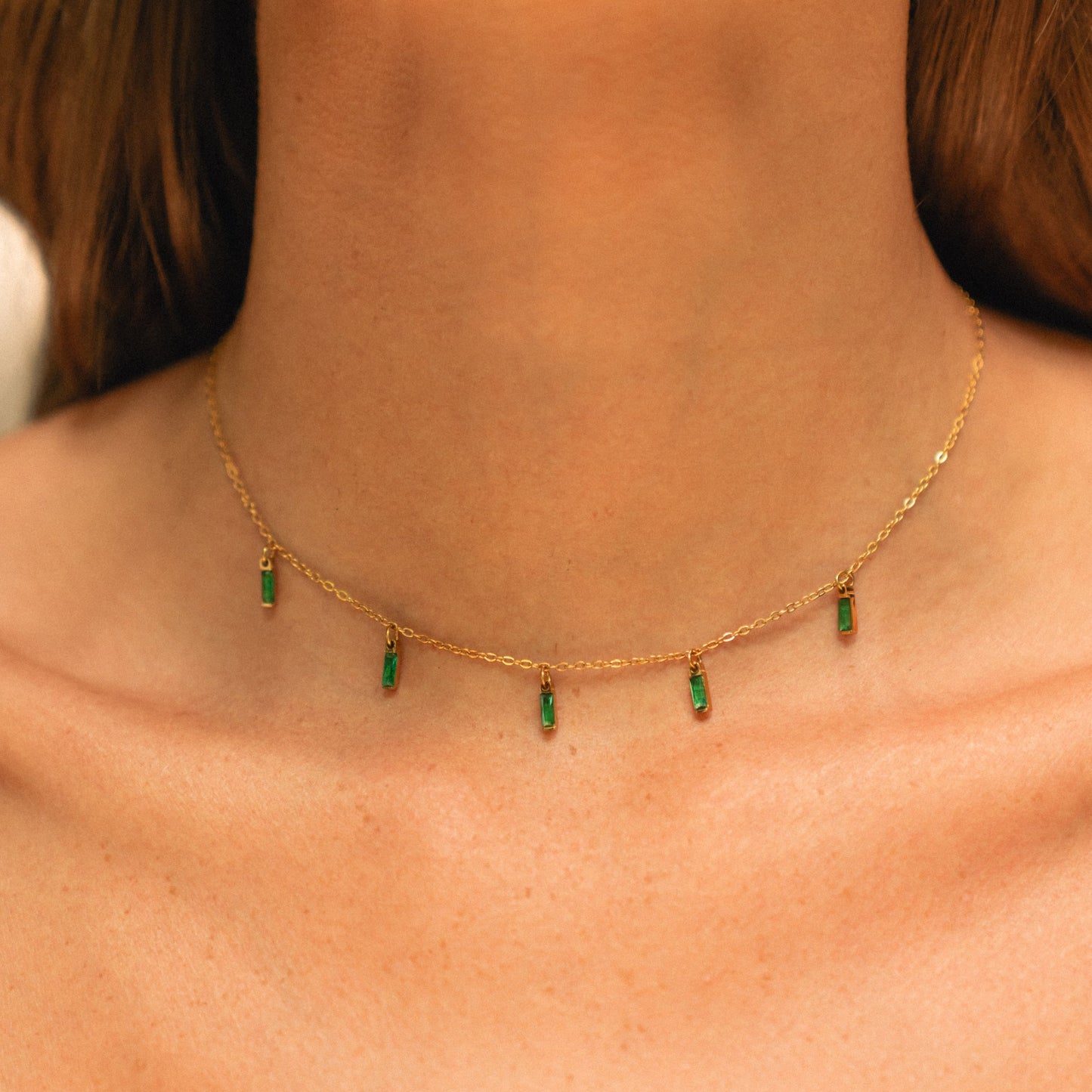 Collana Choker Pioggia di Smeraldi