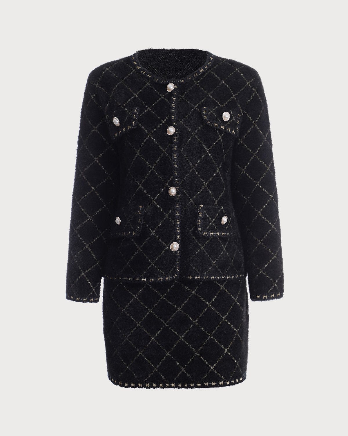 Il Set Cardigan Argyle e Gonna Mini