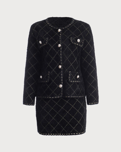 Il Set Cardigan Argyle e Gonna Mini