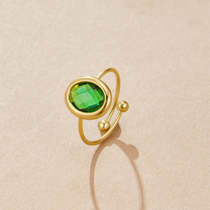 Anello in Oro con Cristallo Verde Smeraldo