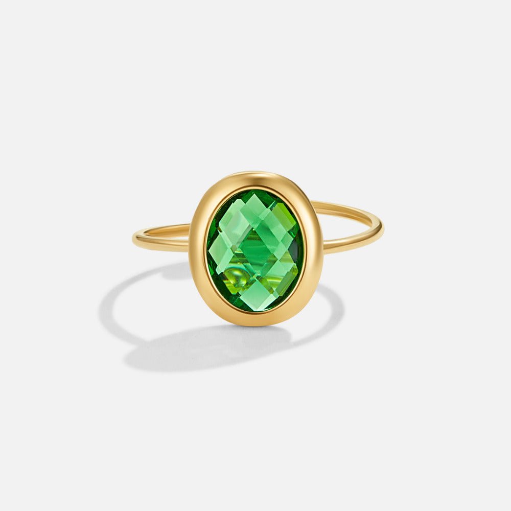 Anello in Oro con Cristallo Verde Smeraldo