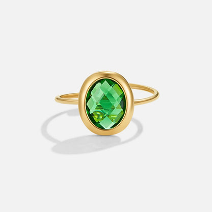 Anello in Oro con Cristallo Verde Smeraldo