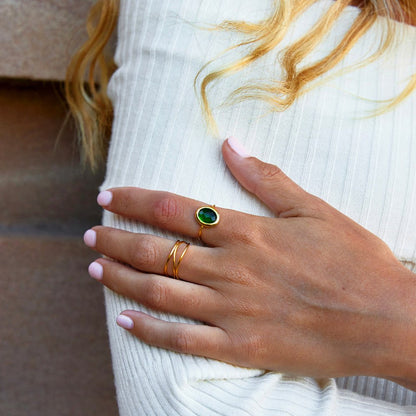 Anello in Oro con Cristallo Verde Smeraldo
