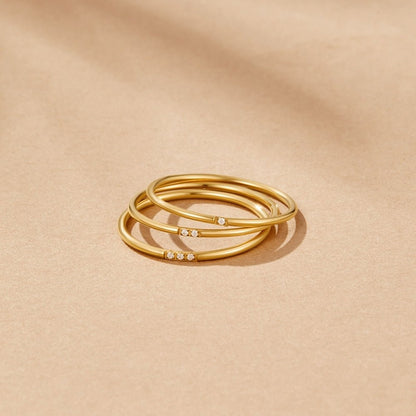 Set di Anelli in Oro e Cristallo Eula