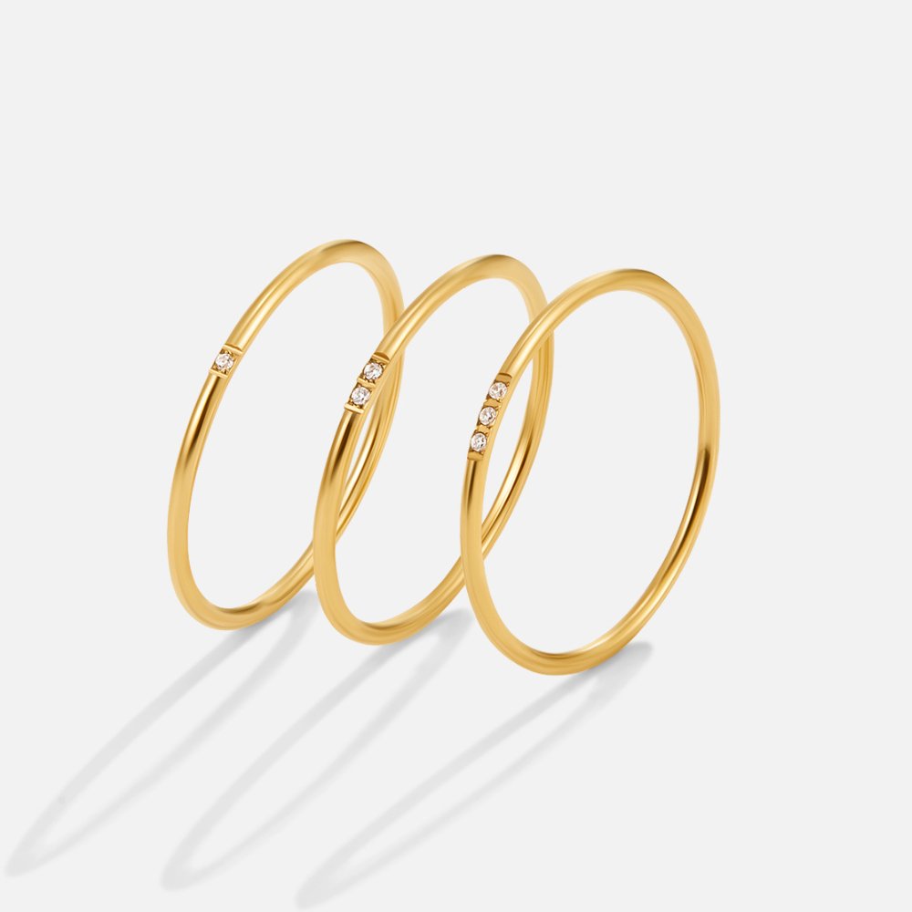 Set di Anelli in Oro e Cristallo Eula