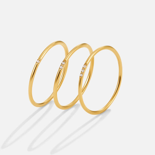 Set di Anelli in Oro e Cristallo Eula