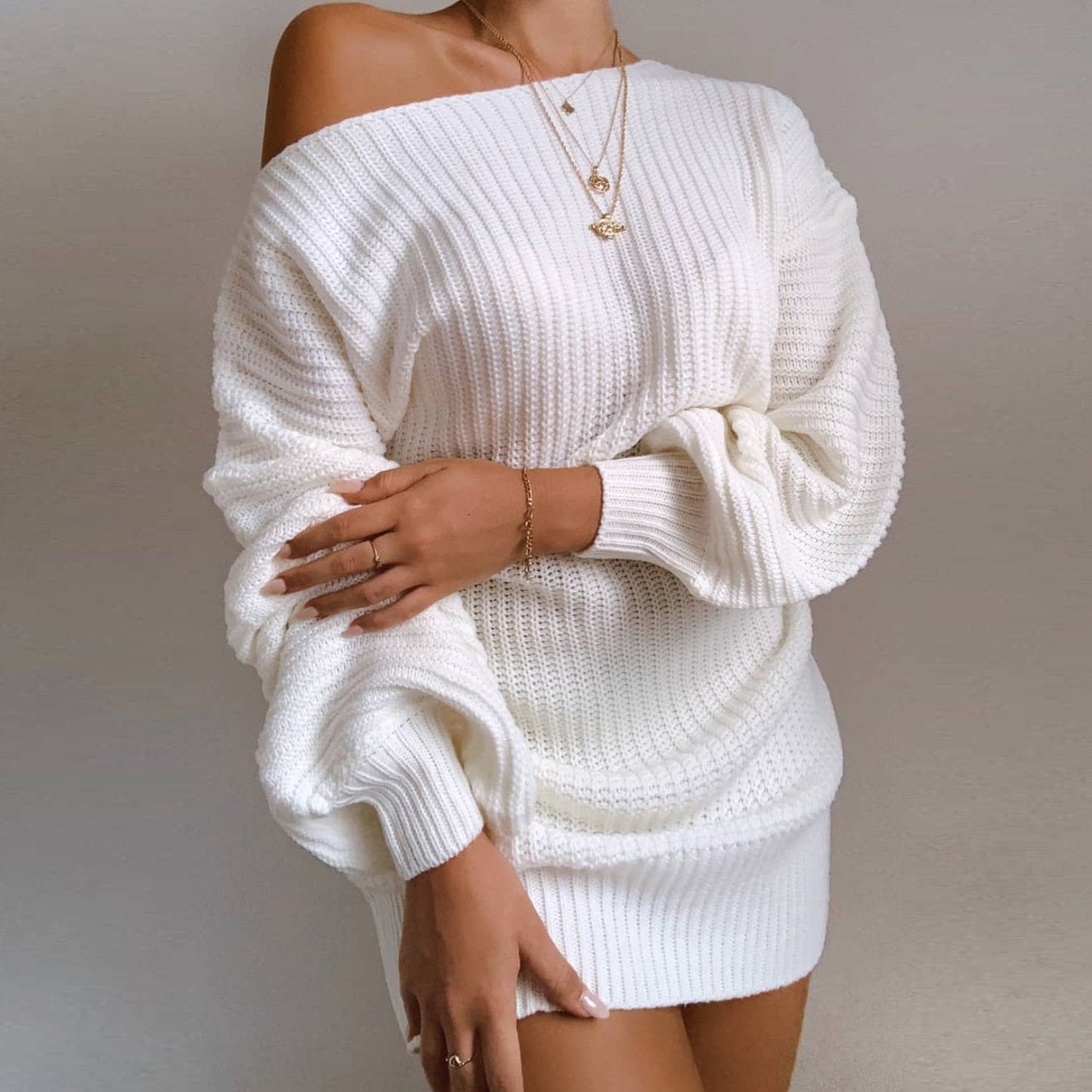 Everyday Off-Shoulder Sweater Dress