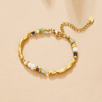 Bracciale con Perle d'Acqua Dolce e Malachite