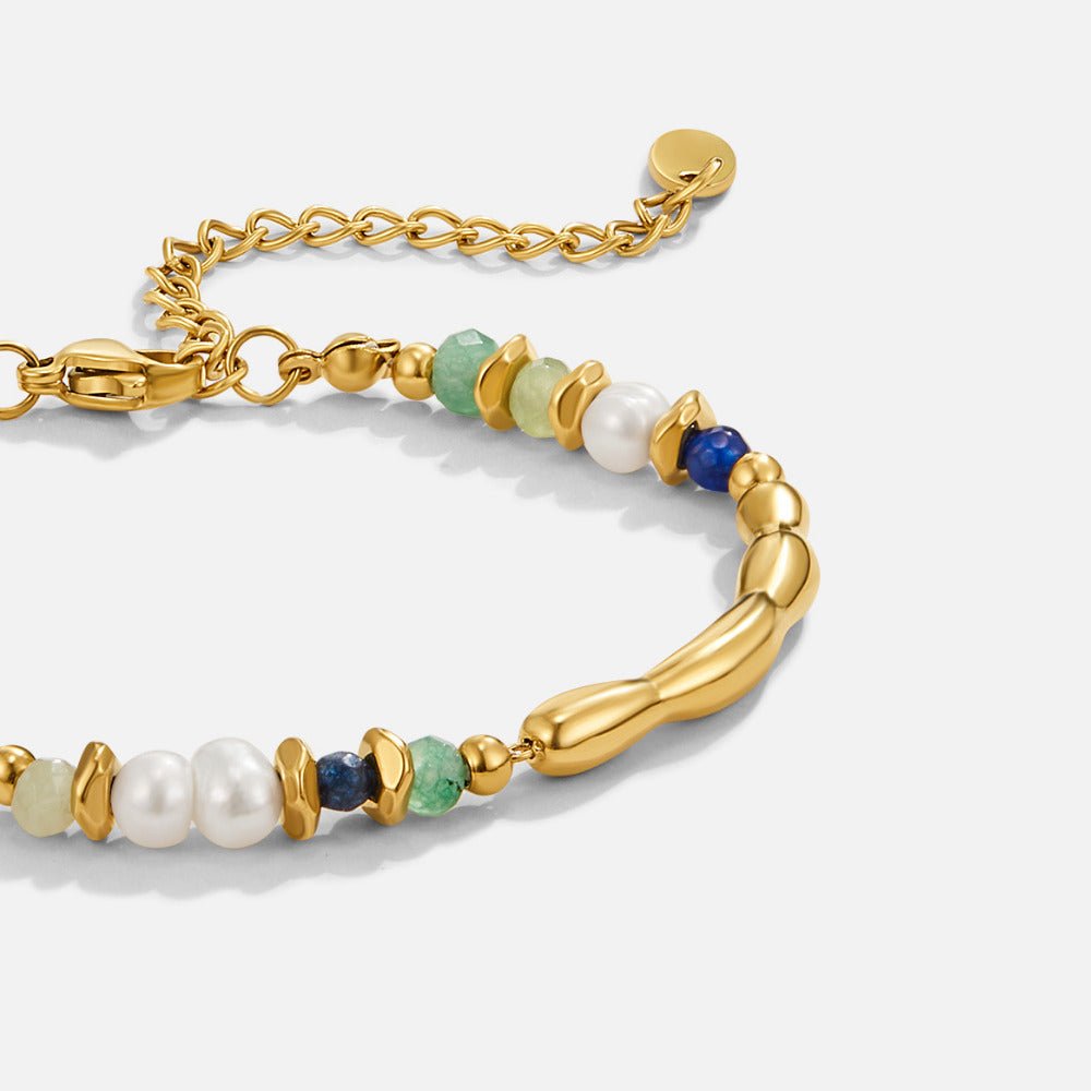 Bracciale con Perle d'Acqua Dolce e Malachite