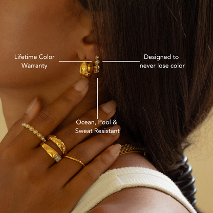 Orecchini a Cerchio con Perline e Diamanti