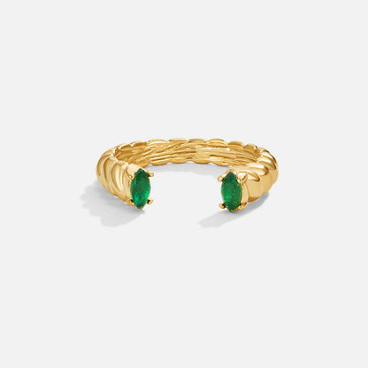 Green Emerald Cuff Ring