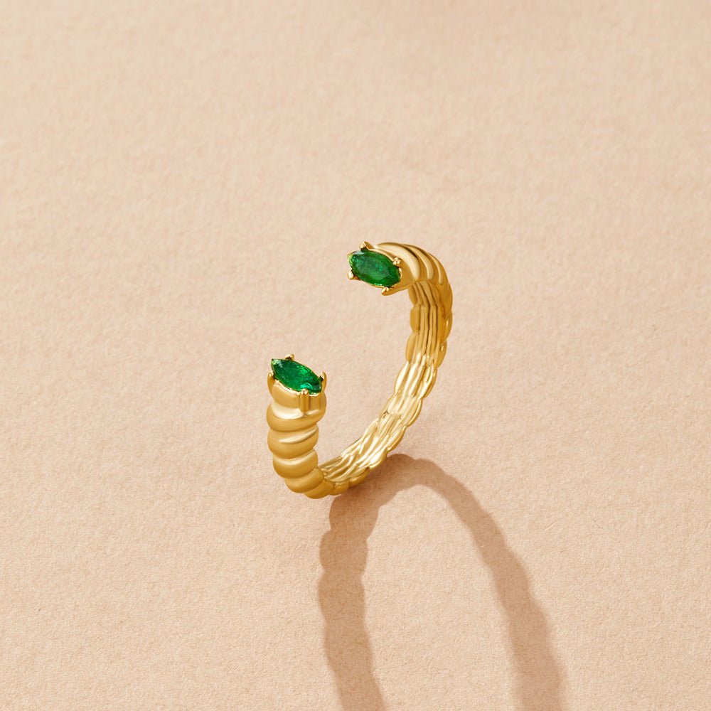 Anello Cuff in Smeraldo Verde