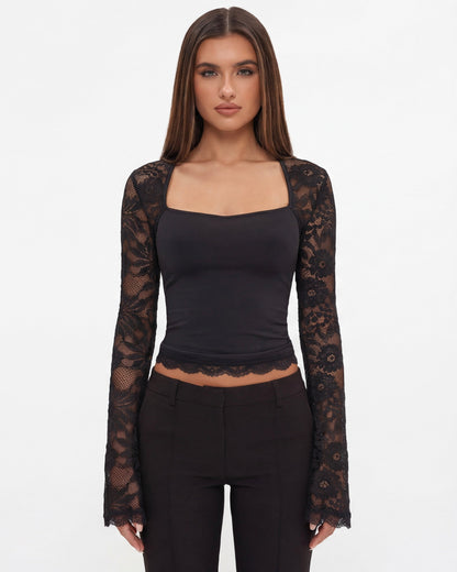 Top a maniche lunghe in pizzo