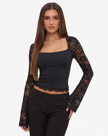 Top a maniche lunghe in pizzo
