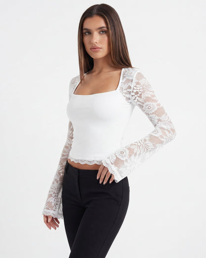 Top a maniche lunghe in pizzo