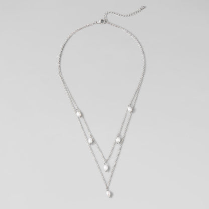 Collana a strati in argento con goccia di perla Kayla