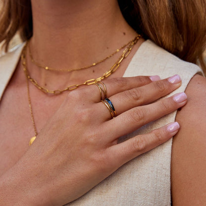 Anello Layered Black Sahara Gold