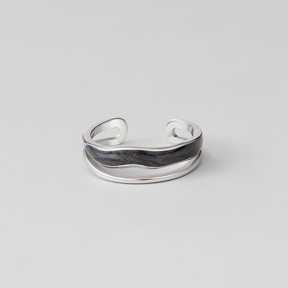 Anello Strato Nero Sahara Argento