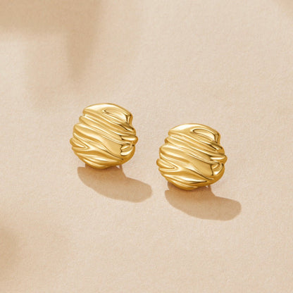 Orecchini con Bottone Pieghettato Oro Lila
