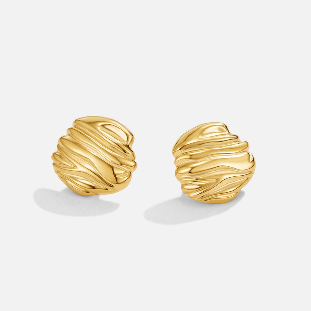 Orecchini con Bottone Pieghettato Oro Lila