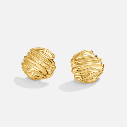 Orecchini con Bottone Pieghettato Oro Lila