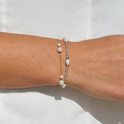 Bracciale in Pietra di Luna e Perle