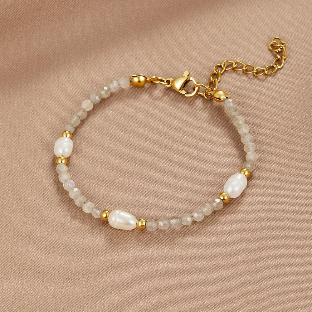 Bracciale in Pietra di Luna e Perle