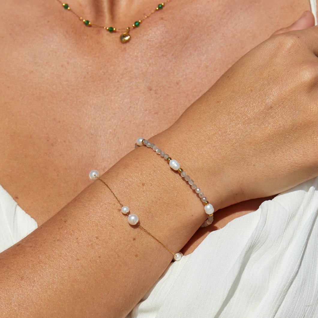 Bracciale in Pietra di Luna e Perle