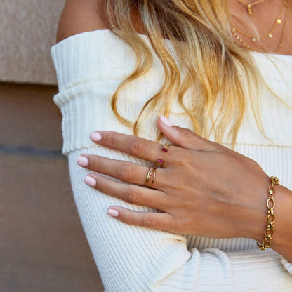 Anello Cuff in Cristallo Rosa