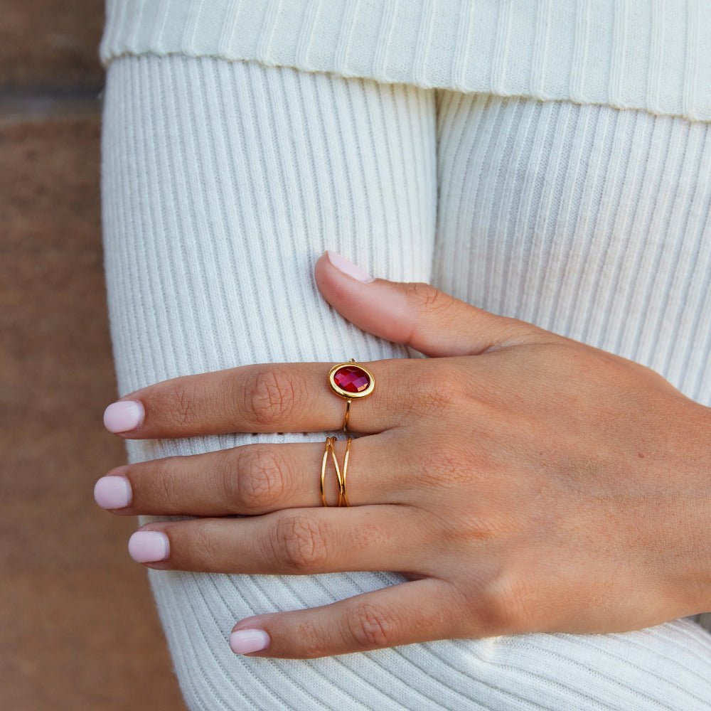 Anello in Cristallo Rubino Oro