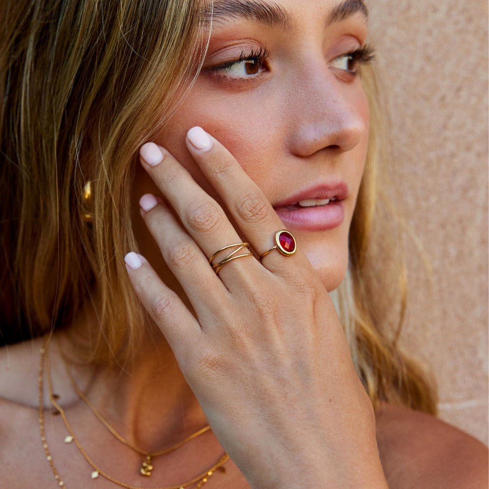 Anello in Cristallo Rubino Oro