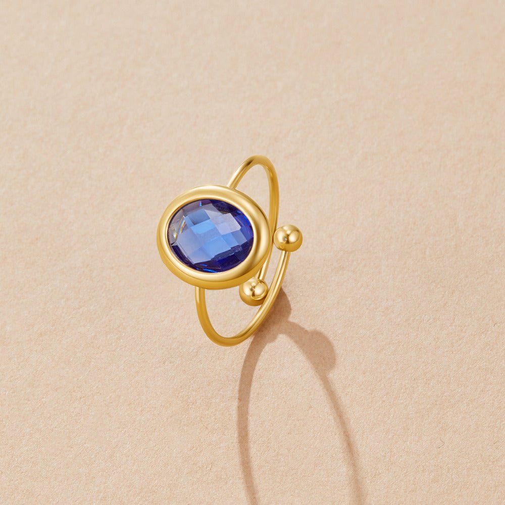Anello in Oro con Cristallo Blu Zaffiro