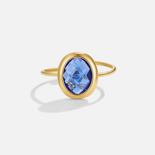 Anello in Oro con Cristallo Blu Zaffiro