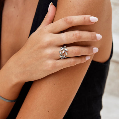Anello Foglia Argento