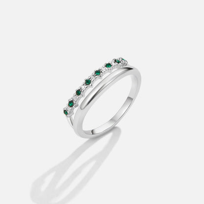 Anello a strati Marissa Argento Verde Smeraldo