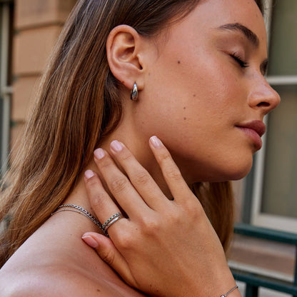Anello a strati Marissa Argento Verde Smeraldo