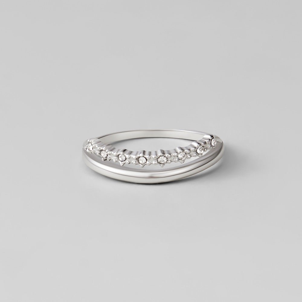 Anello a strati in cristallo bianco Marissa argento