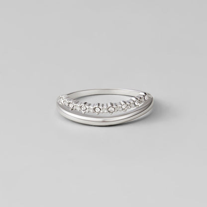 Anello a strati in cristallo bianco Marissa argento