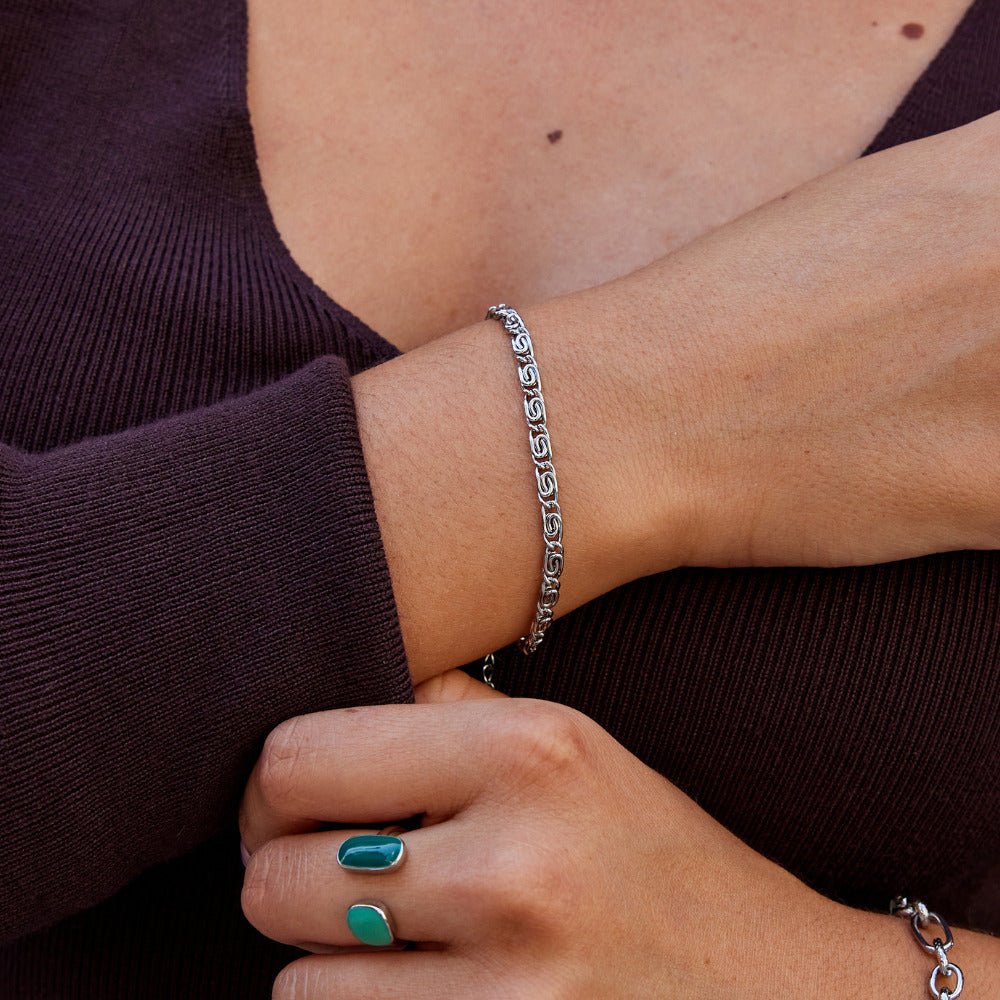 Bracciale a Catena con Motivo a Vortice Argento
