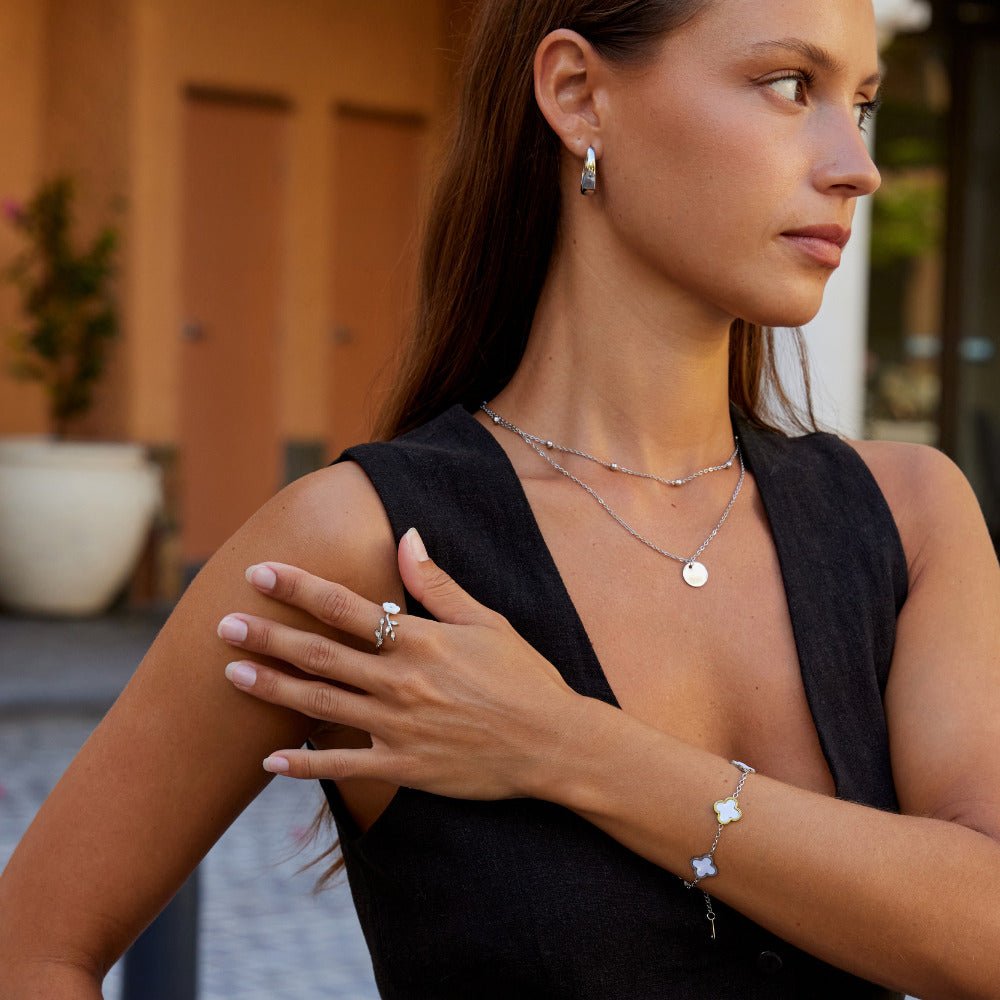 Anello Fiore Bianco Argento