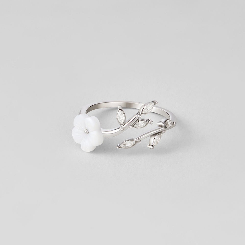 Anello Fiore Bianco Argento