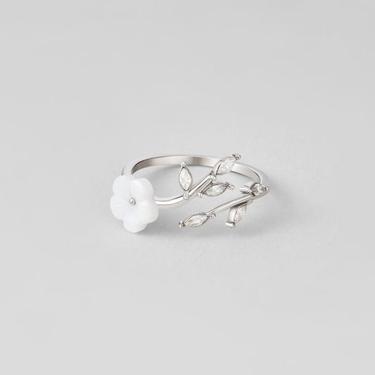 Anello Fiore Bianco Argento