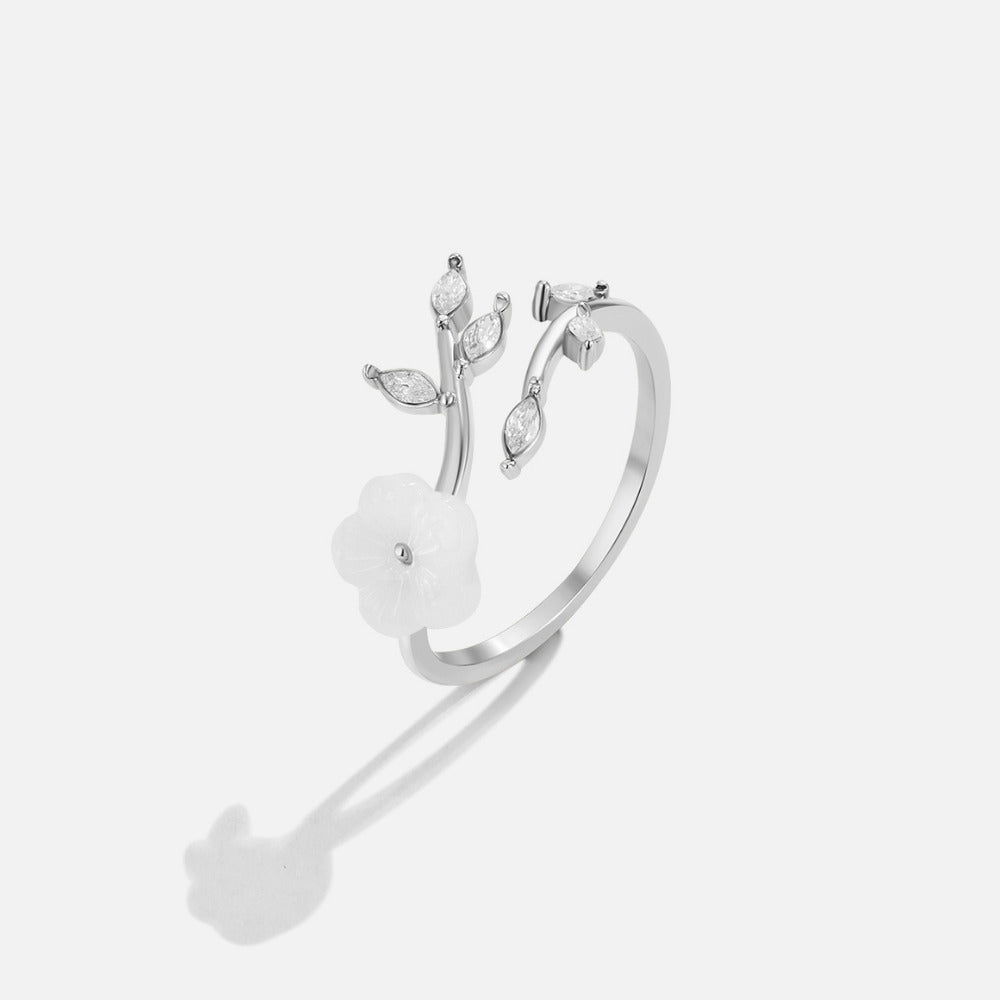 Anello Fiore Bianco Argento