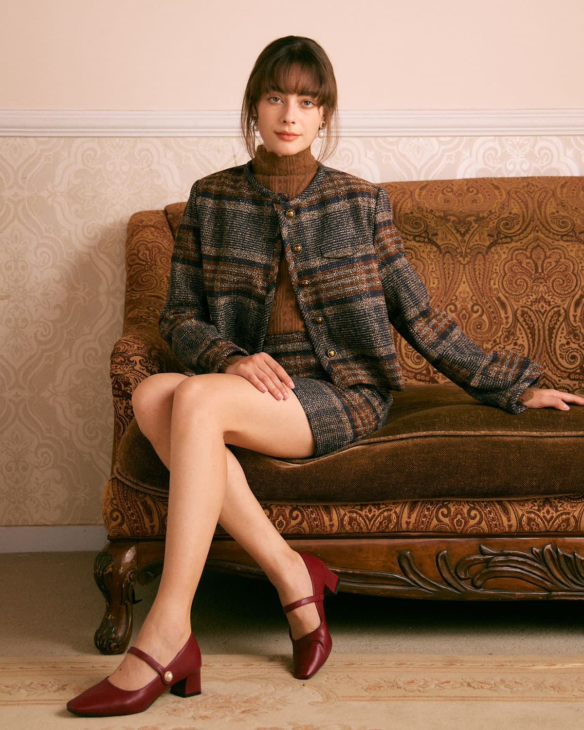 La Gonna Mini Strisce Naturale Marrone