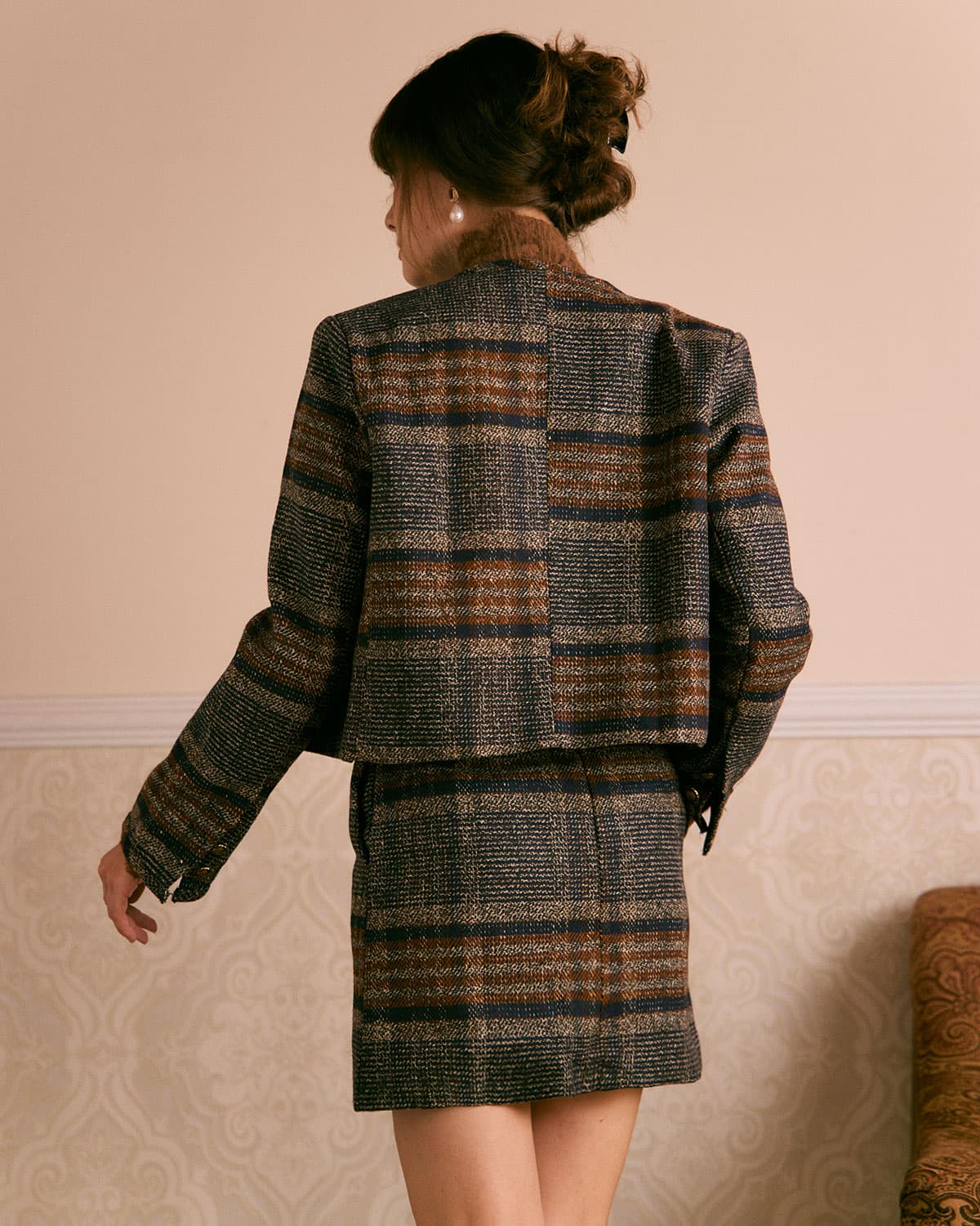 La Gonna Mini Strisce Naturale Marrone