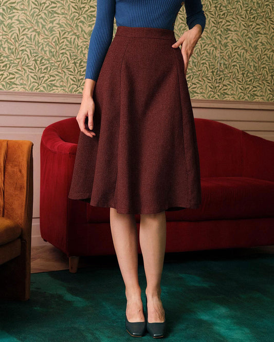 Gonna Tweed Bordeaux a Vita Alta